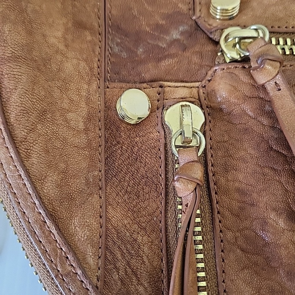 Botkier‎ Taupe Leather Medium Fringe Shoulder Bag Purse - Picture 3 of 10